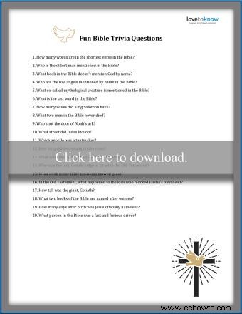 Preguntas y respuestas de trivia bíblica imprimibles para todas las edades
