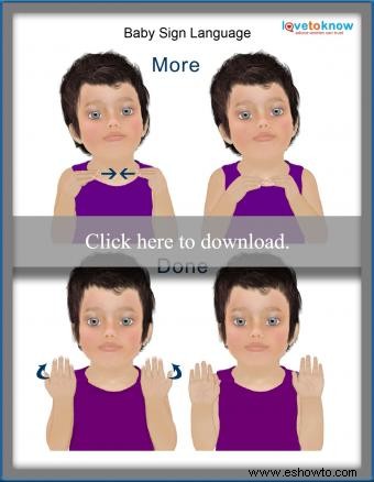 Tabla de lenguaje de señas para bebés