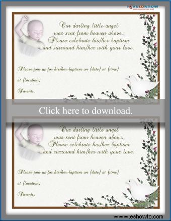Invitaciones de bautismo gratis para personalizar e imprimir