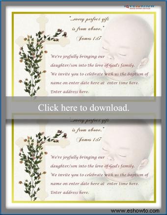 Invitaciones de bautismo gratis para personalizar e imprimir