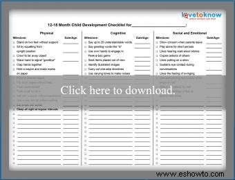 Práctica lista de verificación de desarrollo para niños pequeños que se puede imprimir