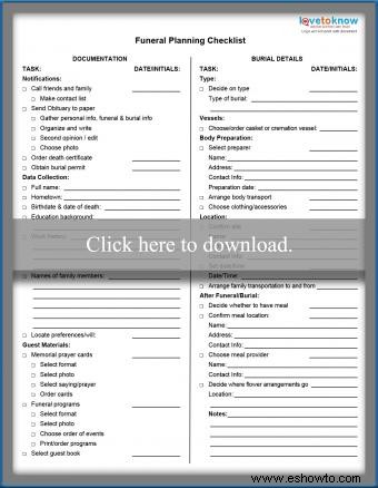 Lista de verificación de planificación funeraria
