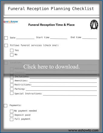 Planificación de la recepción del funeral sin estrés