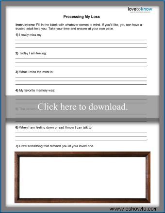 Hojas de trabajo de duelo para sobrellevar la pérdida de manera saludable