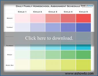 Plantillas simples de horarios de educación en el hogar 