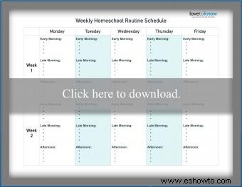 Plantillas simples de horarios de educación en el hogar 