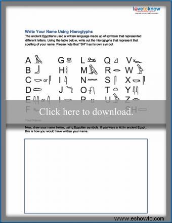 Jeroglíficos egipcios para niños:datos divertidos y actividades