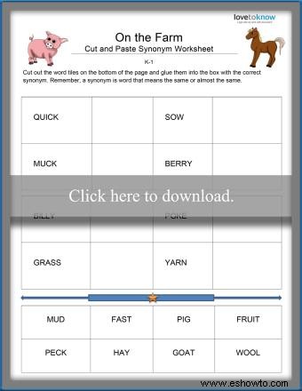 Hojas de trabajo de práctica de sinónimos para imprimir gratis