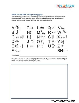 Hojas de trabajo de jeroglíficos