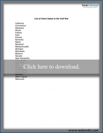 Lista de los Estados de la Unión durante la Guerra Civil