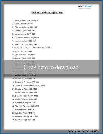 Lista de presidentes de EE. UU. en orden cronológico
