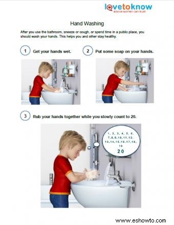 Material imprimible sobre higiene para niños