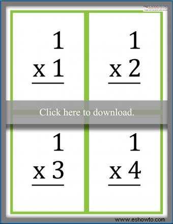 Tarjetas flash de multiplicación imprimibles