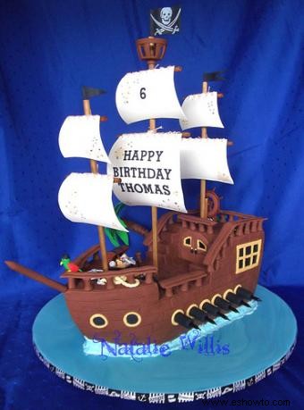 Pastel de cumpleaños de barco pirata