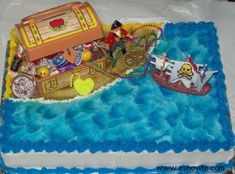 Pastel de cumpleaños de barco pirata