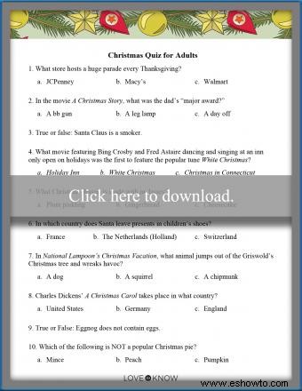 Cuestionarios de Navidad imprimibles gratis para todas las edades 