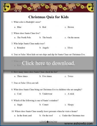 Cuestionarios de Navidad imprimibles gratis para todas las edades 