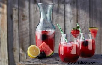 Bebidas refrescantes de sandía con ingredientes sin alcohol