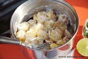 Receta de ensalada de patatas con macarrones de Hawái