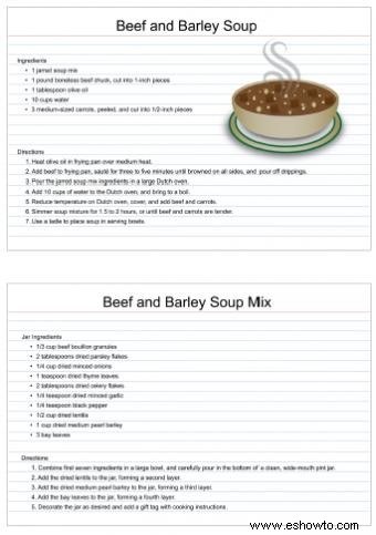 Recetas de mezcla de sopa en un tarro