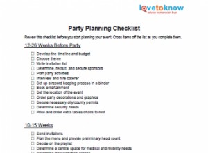 Lista de control de planificación de fiestas