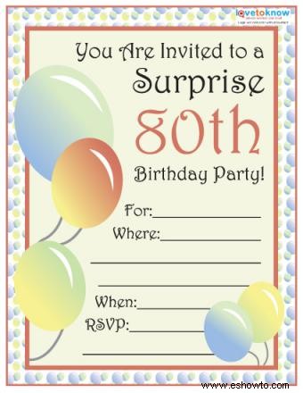 Texto de invitación para fiesta de cumpleaños número 80
