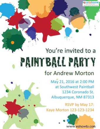 Invitaciones para Fiesta de Paintball para Imprimir Gratis