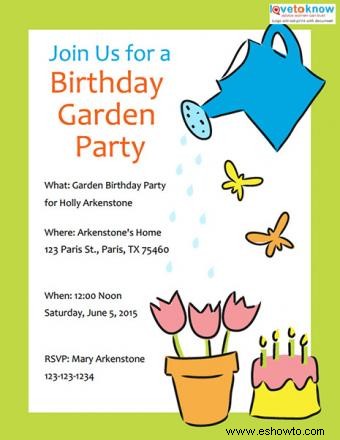 Invitaciones para fiestas en el jardín