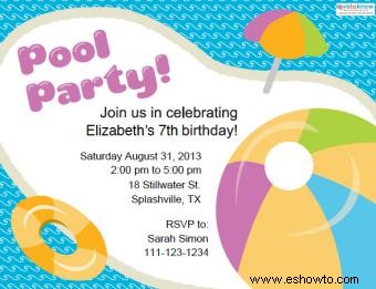 Invitaciones para fiestas en la piscina