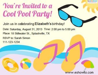 Invitaciones para fiestas en la piscina