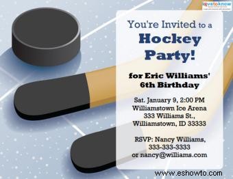 Invitaciones imprimibles para fiestas de hockey