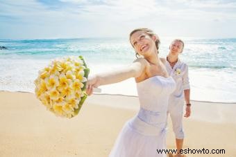 Ramo de novia de plumeria de mano