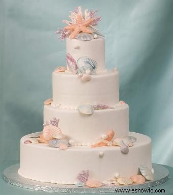 Pasteles de boda de conchas marinas