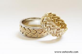 Anillos de boda de tejido de canasta 