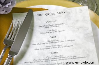 Menús gratuitos para banquetes de bodas