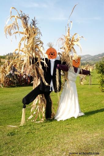 Calabazas decoradas para el novio y la novia