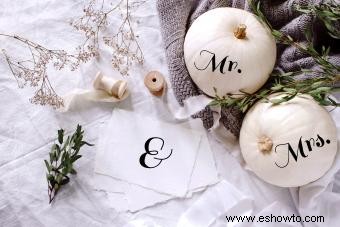 Calabazas decoradas para el novio y la novia