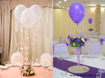 Decoraciones con globos para una recepción nupcial