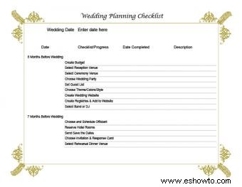 Lista de verificación para la planificación de la boda