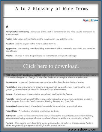 Terminología del vino simplificada