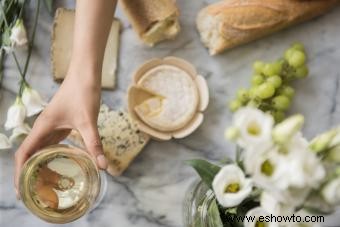 Guía de maridaje de queso y vino con gráfico 