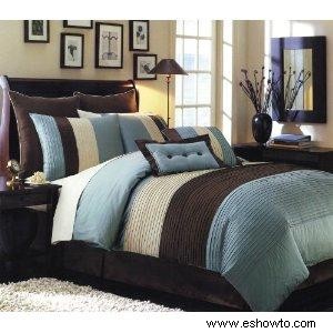 Ropa de cama azul y marrón chocolate