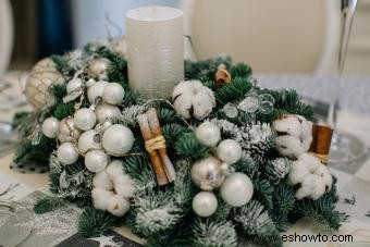 Ideas de centro de mesa de Navidad con velas