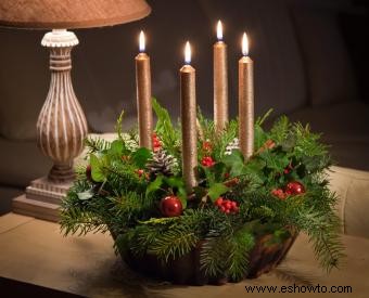 Ideas de centro de mesa de Navidad con velas