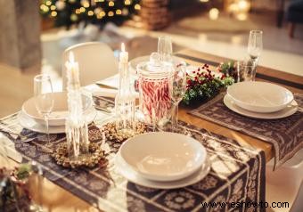 Ideas de centro de mesa de Navidad con velas