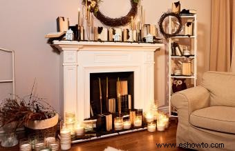 Ideas para decorar una chimenea con velas