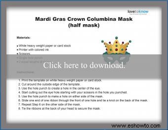 Ideas de diseño y plantillas de máscaras de carnaval imprimibles