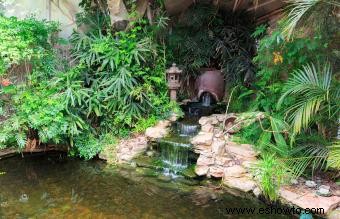 Accesorios de agua en el patio trasero para un feng shui positivo