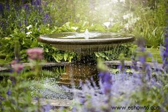 Accesorios de agua en el patio trasero para un feng shui positivo