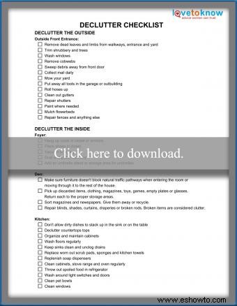 Lista de verificación de limpieza gratuita para simplificar su vida